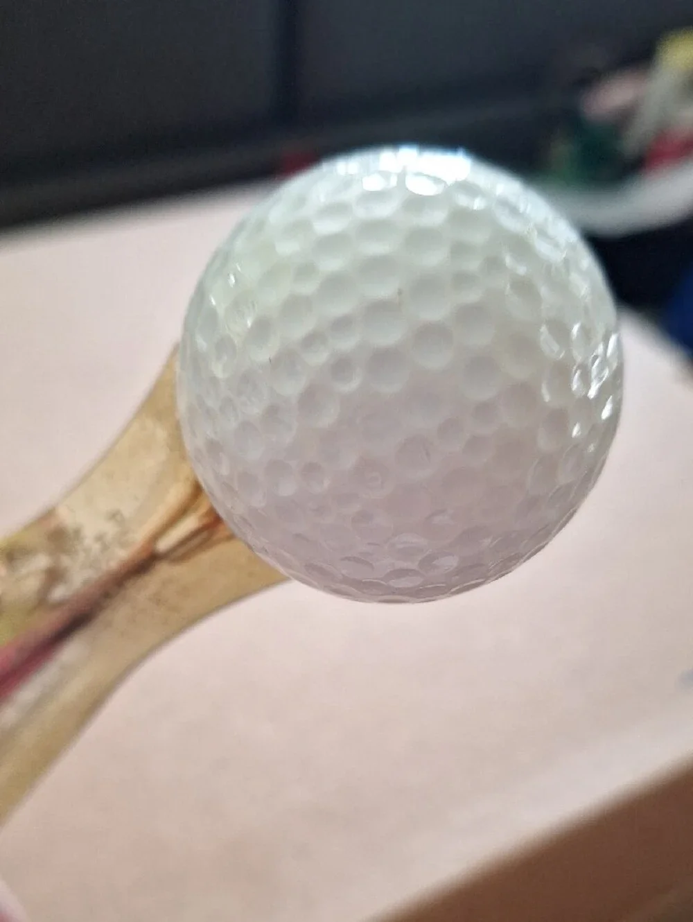 Unique Vintage Gold Shoe Horn with White Golf Ball Handle